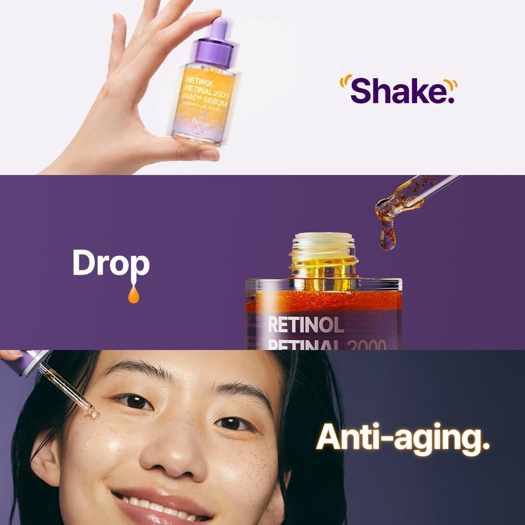 PURITO Retinol + Retinal Serum for Sensitive Skin, 1.01 fl.oz | Anti-Aging Facial Serum, Wrinkles & Fine Lines, Dual Retinoids with NAD+, Elasticity & Skin Texture, Korean Skincare