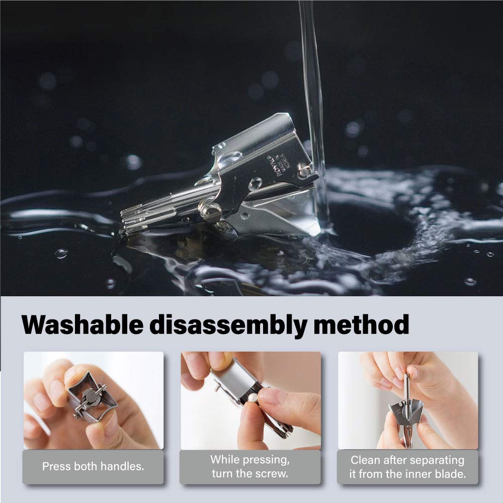 ROYAL Birdie Manual Nose Hair Trimmer for Men, Made in Korea Battery Free Painless Water Resistant Nose Trimmer with 12 Dual Blades, Patented ET-4 Series