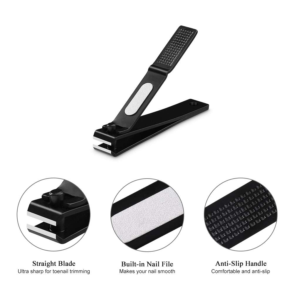 Nail Clippers Set with Visibly Tin Case, Black | Ultra Sharp, Sturdy Fingernail and Toenail Clipper Cutters