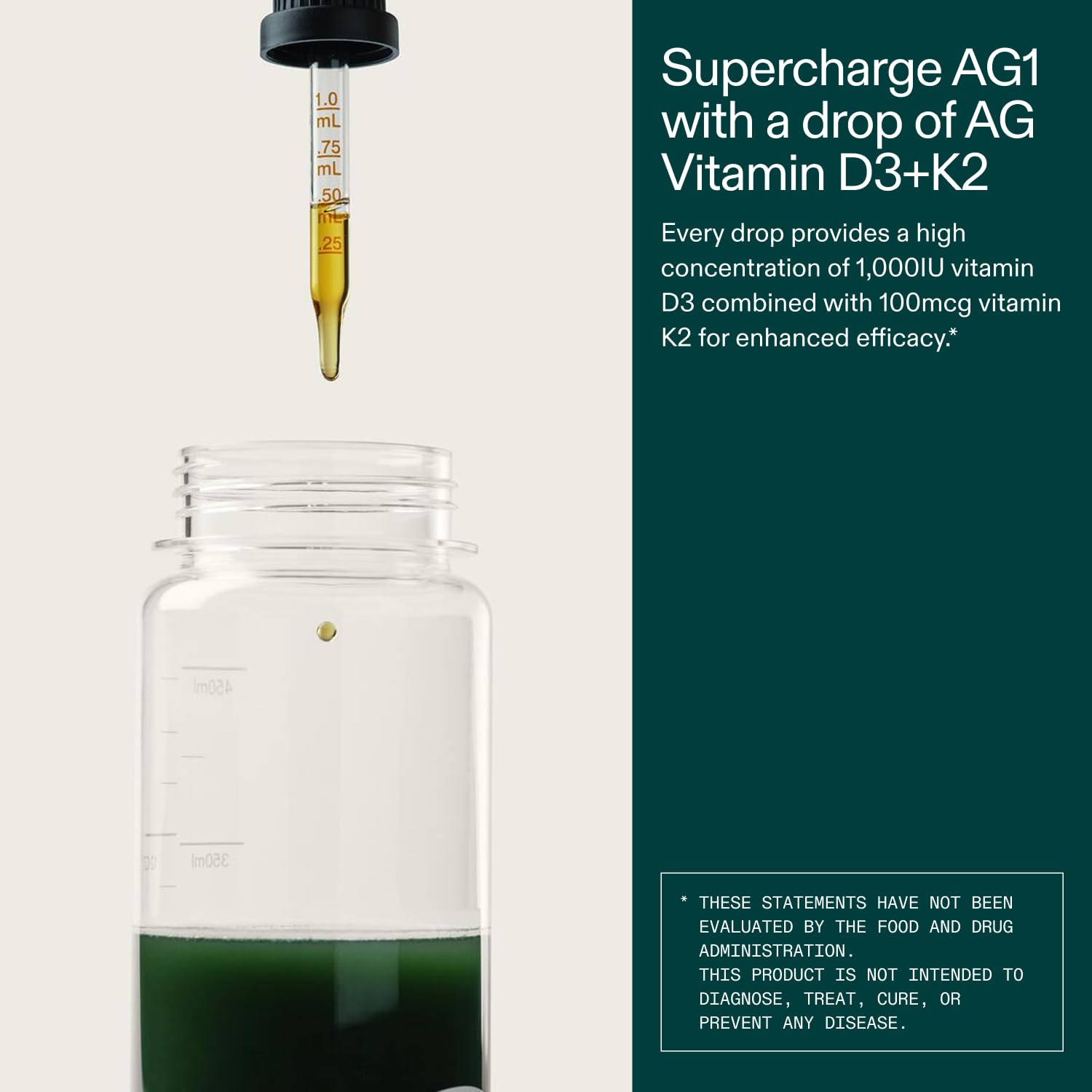 AG1 Vitamin D3 + K2 Liquid Drops | Vitamin D & K Blend | Daily Bone Support | Supports Immune, Heart, and Bone Health With Highly Bioavailable Nutrients in an Easy-to-Use, Vegan Formula