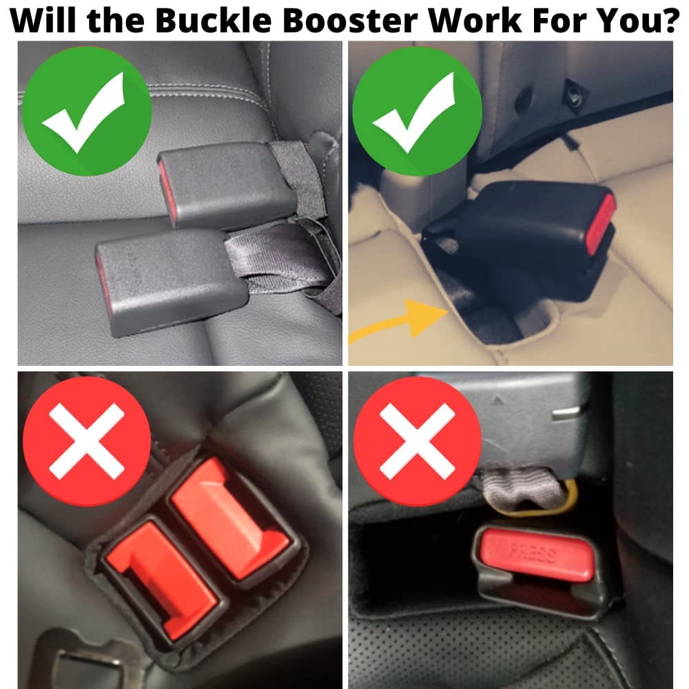 2-PACK NEW Silicone Seat Belt Buckle Booster (BPA Free) - Raises Rear Seat Belts For Easy Access - Stop Fishing for Buried Back Seat Belts - Makes Back Row Receptacle Stand Upright for Easier Buckling