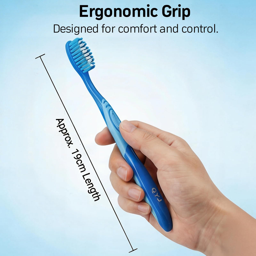 Medium Bristle Toothbrush for Adults, Manual Whitening Brush with Spiral Bristles Removes Smoke, Tea & Coffee Stains – Deep Plaque Clean, Rounded Tips for Gum Safety，5 Pack