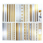 Buy now Metallic Temporary Tattoos- 6 Sheets of Gold & Silver Long Lasting Fashion Designs (Series 3)- Temporary Flash Tattoo is Water Resistant, Easy Apply- Bachelorette Party Supplies- Stocking Stuffer Gift at indiglob india