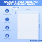 100 Pcs (10x14 Inch) Self Sealing Cellophane Bags