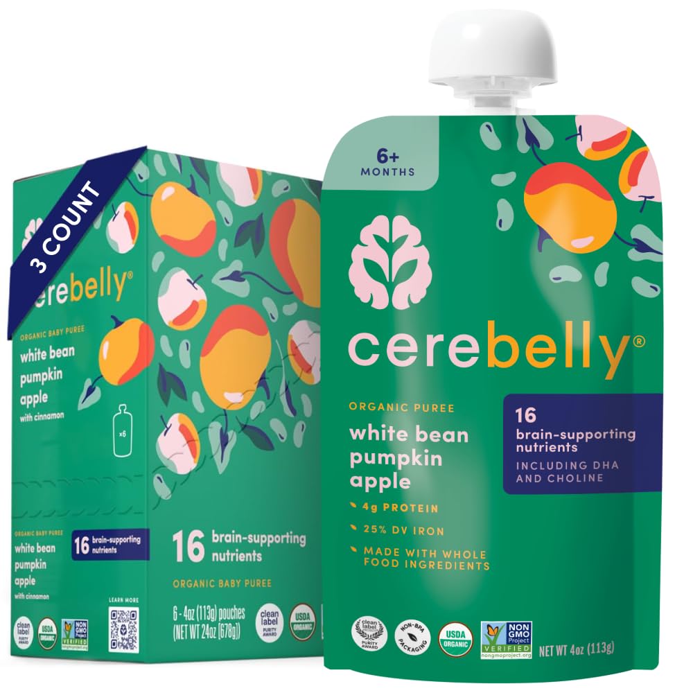 Cerebelly, Baby Food MultIPAck Whte Bean Pumpkin Apple 3 Count, 12 Ounce