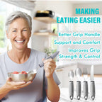 Nourislif Adaptive Utensils 4pcs For Hand Tremors,Elderly, Arthritis,Parkinsons-Built Up Utensils For Adults 2.5oz Each, Silverware Set With Handle, Flatware Cutlery Set For Seniors