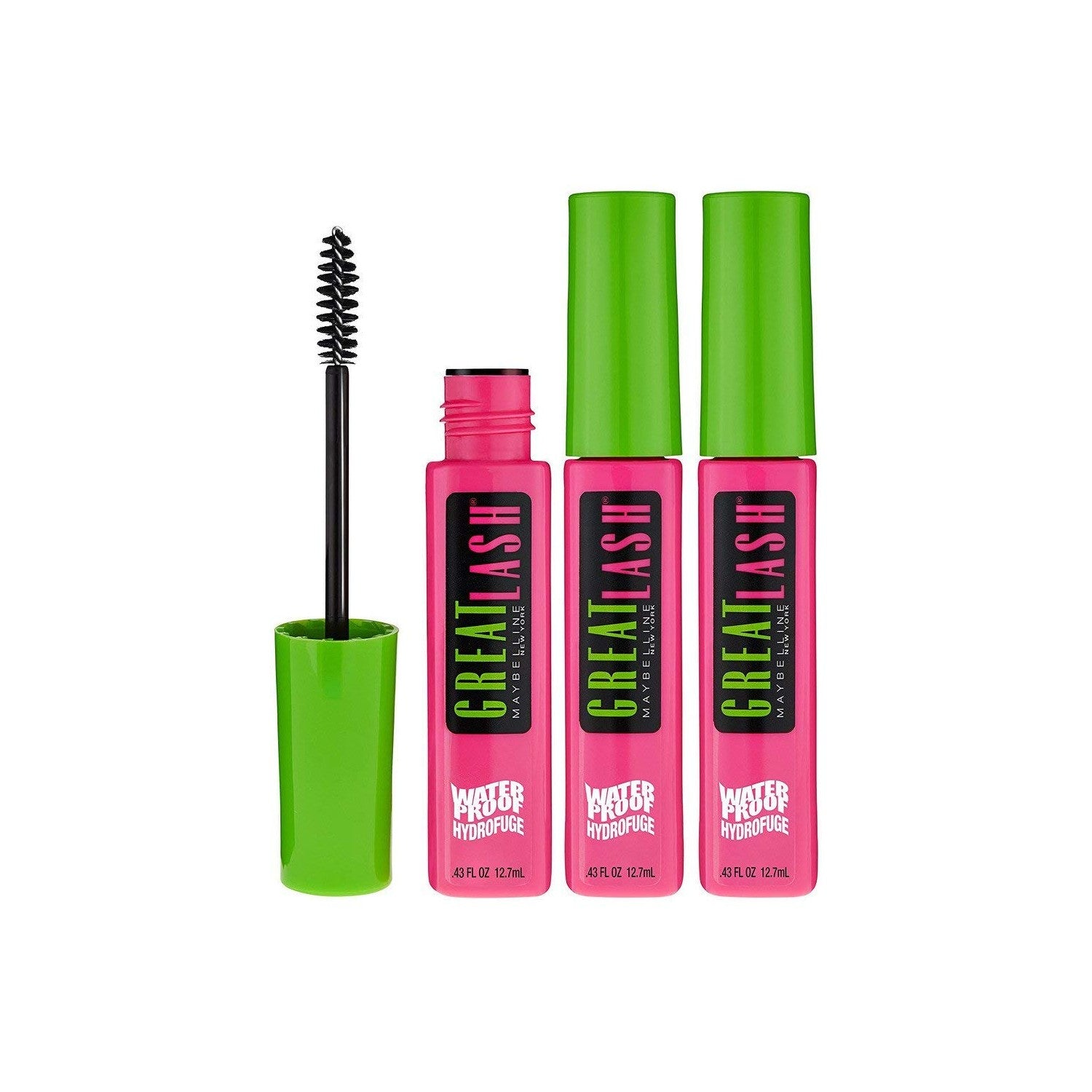 Maybelline Great Lash Waterproof Mascara, Volumizing, Lengthening and Lash-Doubling Formula for Thicker Lashes, Very Black, 1 Count