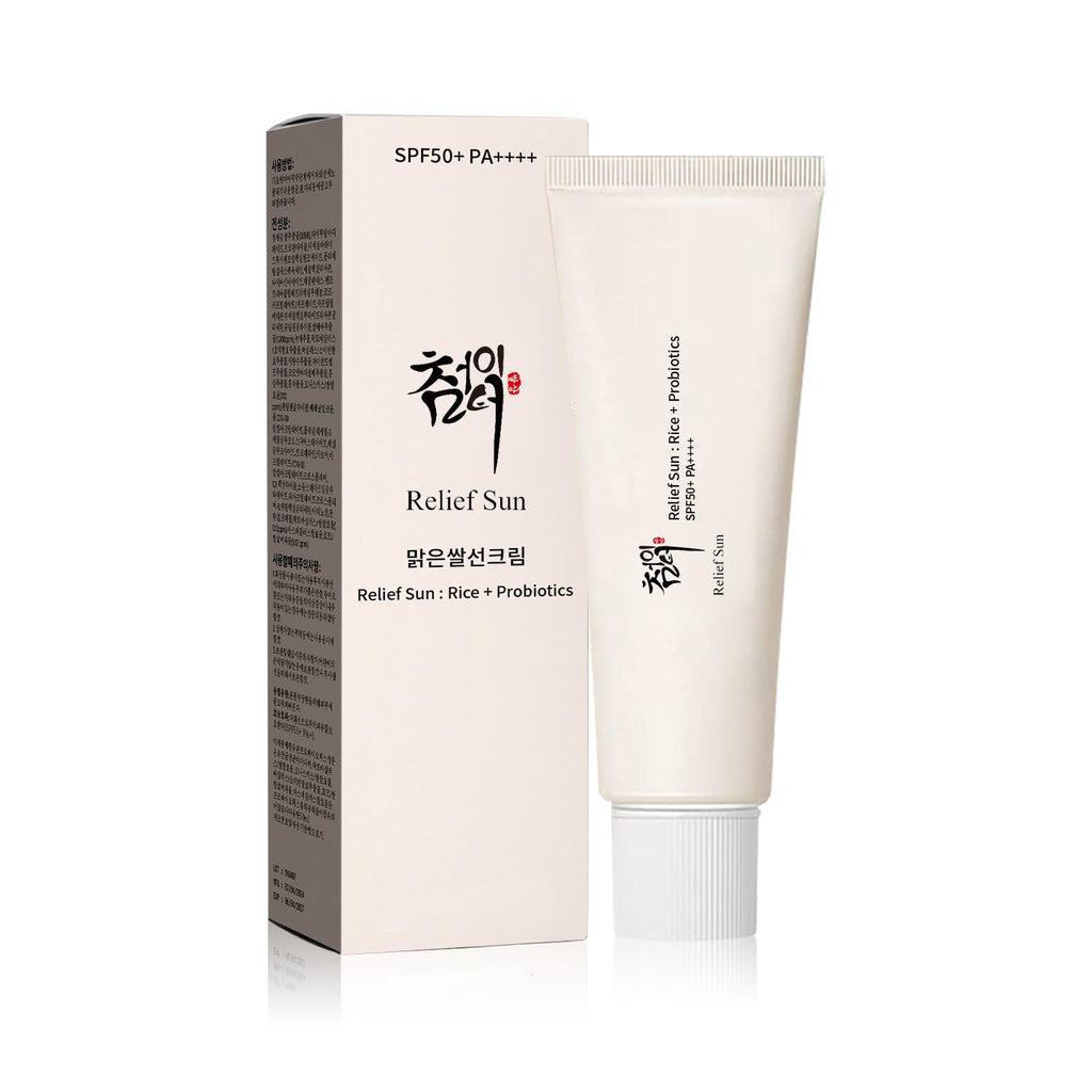 Relief Sun Organic Korean sunscreen SPF50+ Organic Korean sunscreen SPF50+, PA++++ Riceand Probiotics | Korean Skin Care Solution for All Skin