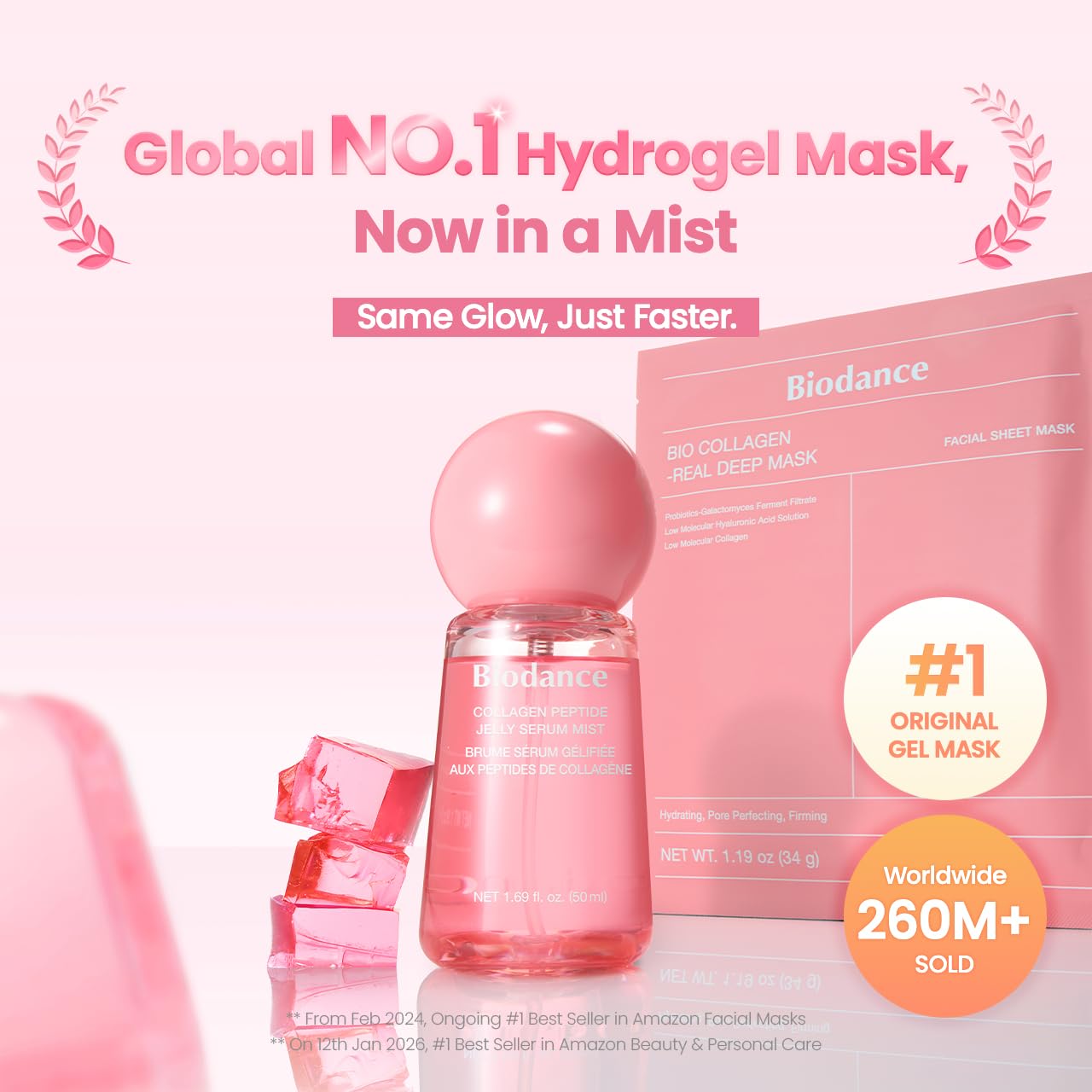 BIODANCE Collagen Peptides Jelly Serum Mist, Hydrating Face Mist, Plumping, Anti-Aging Face Spray, Sprayable Hydrogel, Travel Essentials & Self Care Gifts for Women, Korean Skin Care | 1.69 fl.oz