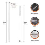 Replacement Straws for Hydrojug traveler 40 oz, Reusable Plastic Straws Compatible with Hydrojug Cup, Clear Transparent Straight Drinking Straws, Set of 5 Reusable Straws with 2 Cleaning Brushes