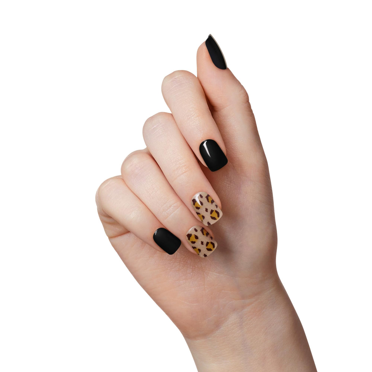 Kiss Impress No Glue Mani Press On Nails, Design, 'Romantique', Black, Short Size, Squoval Shape, Includes 30 Nails, Prep Pad, 1 Manicure Stick, 1 Mini File