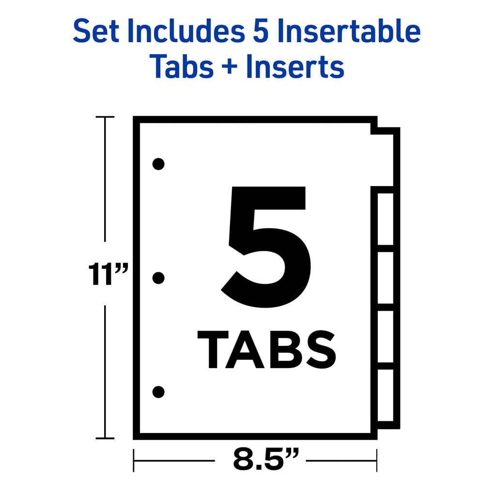 Avery® Paper Dividers, Insertable Big Tab™, 5-Tab, Clear, 1 Set