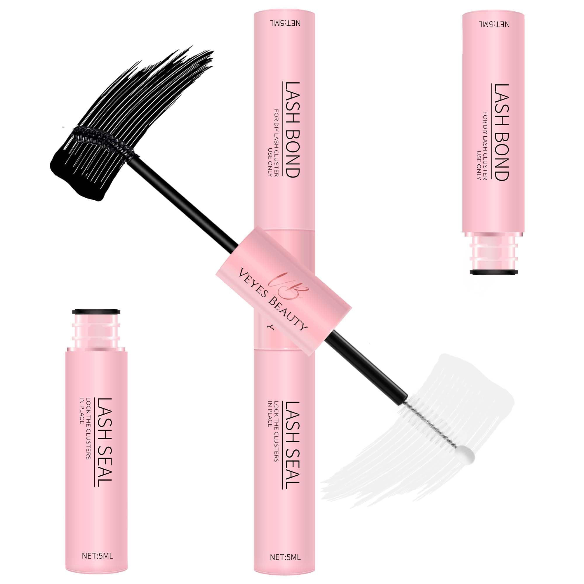 VEYESBEAUTY Lash Bond and Seal Waterproof 2 in 1 Cluster Lash Glue White | Eyelash Extensions Long Lasting Strong Hold Individual Eyelash Glue for Self-Application at Home