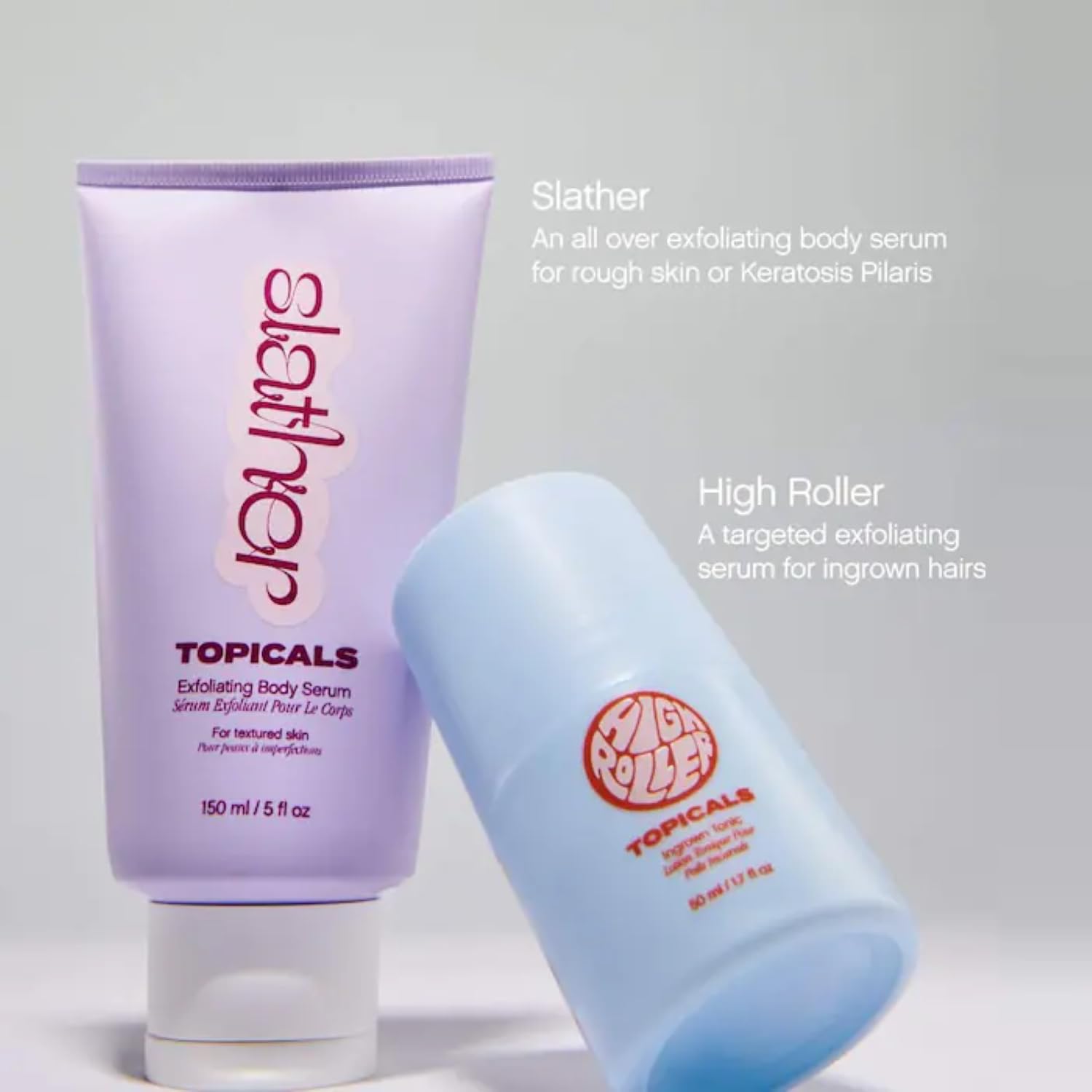 Topicals, High Roller Ingrown Hair Serum, Soothes Irritated Skin, 1.7 Fl Oz | Roll-On Tonic for Face, Armpits & Bikini Areas, Salicylic & Glycolic Acid, Vegan, Cruelty-Free