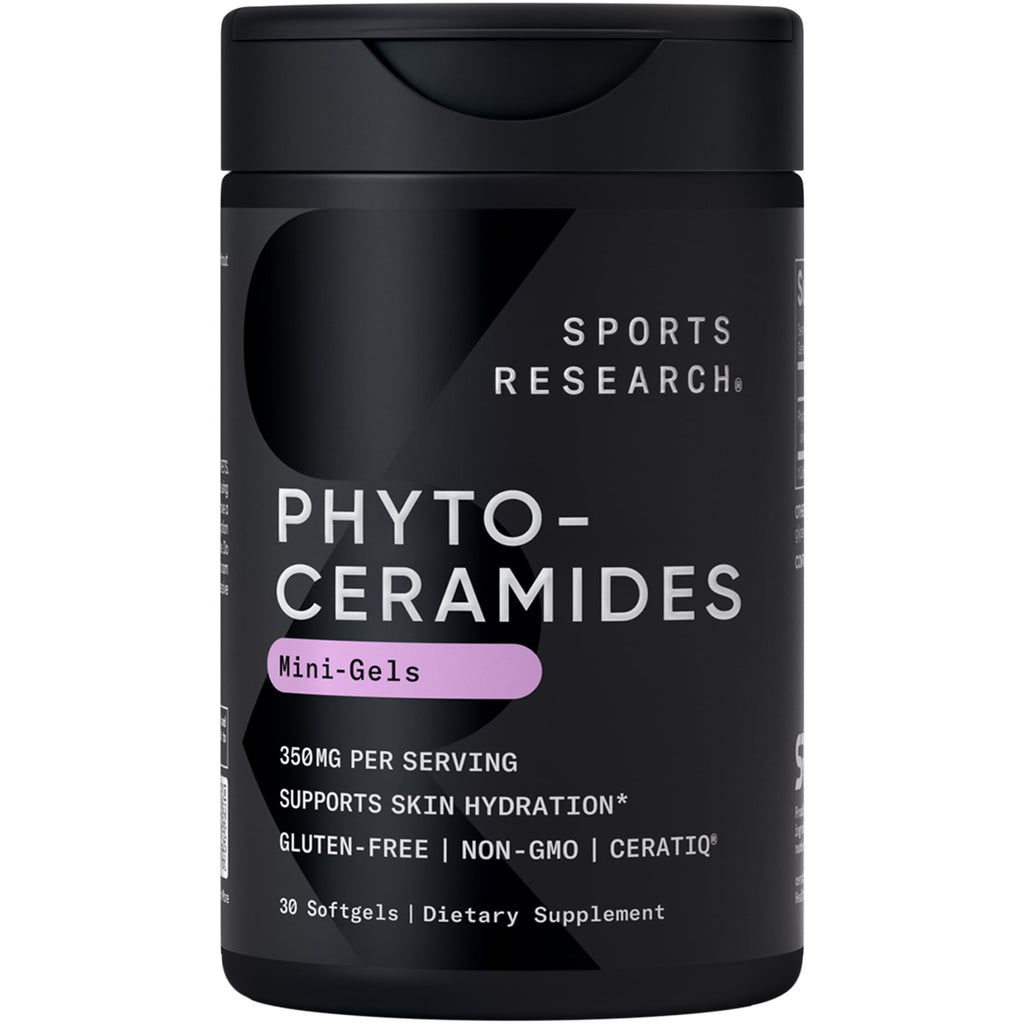 Sports Research® Phytoceramides 350mg w/Ceratiq®, 60 Liquid Caps | Plant-Derived Ceramides for Beauty from Within Skin Hydration | Non-GMO, 60 Servings