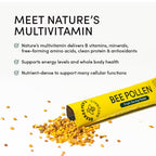 Beekeeper's Naturals 100% Raw Bee Pollen Stick Packs, Amino Acids, 15ct | Natural Preserved Enzymes, Source of Vitamin B, Minerals, Amino Acids & Protein, Paleo & Keto Friendly, Gluten Free
