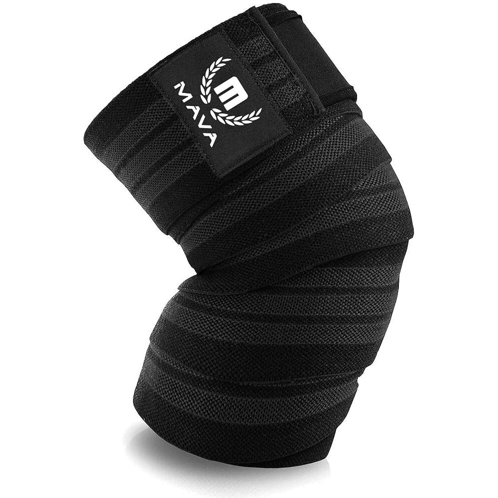 Buy now Mava Sports Knee Wraps (Pair) for Men & Women | Ideal for Cross Training, WODs, Gym Workouts, Weightlifting, Fitness & Powerlifting | Knee Straps for Squats | 72" Compression & Elastic Support Black 1pc at indiglob india