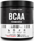 Jacked Factory BCAA Powder (Fermented) - 6g Branched Chain Essential Amino Acid Supplement for Improved Muscle Recovery, Reduced Fatigue, Increased Strength, Muscle Growth - 30 Servings, Fruit Punch