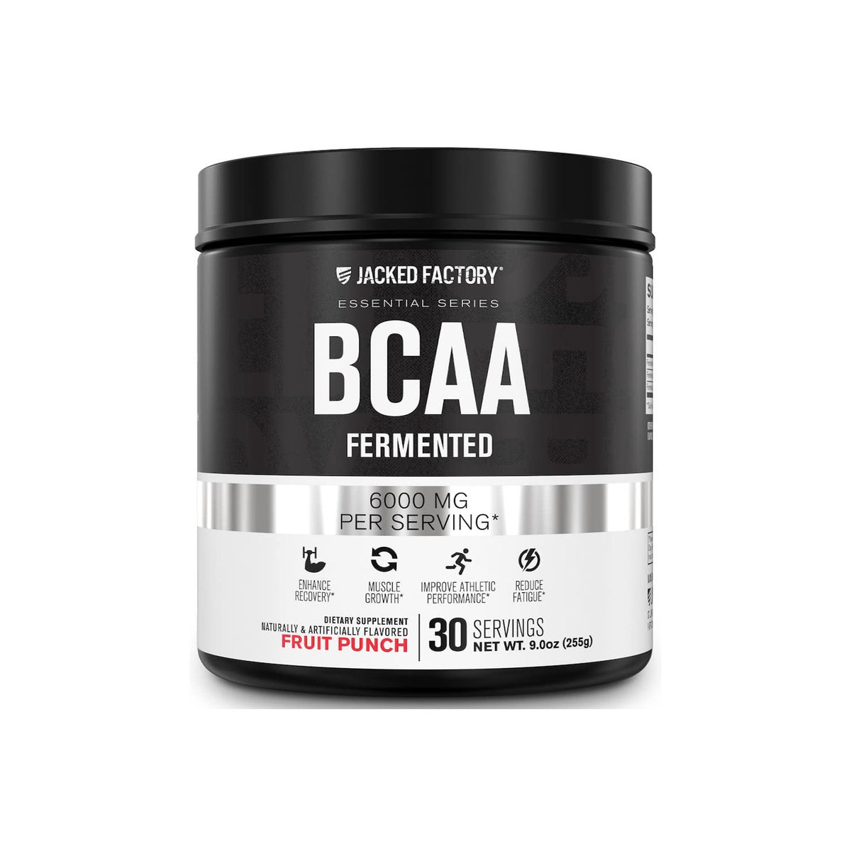 Jacked Factory BCAA Powder (Fermented) - 6g Branched Chain Essential Amino Acid Supplement for Improved Muscle Recovery, Reduced Fatigue, Increased Strength, Muscle Growth - 30 Servings, Fruit Punch