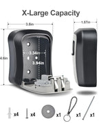 Key Lock Box, XL LockBox with Code, Outdoor Waterproof Wall Mount