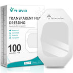 100 Packs Transparent Film Dressing 4" x 4.75", Waterproof Bandages