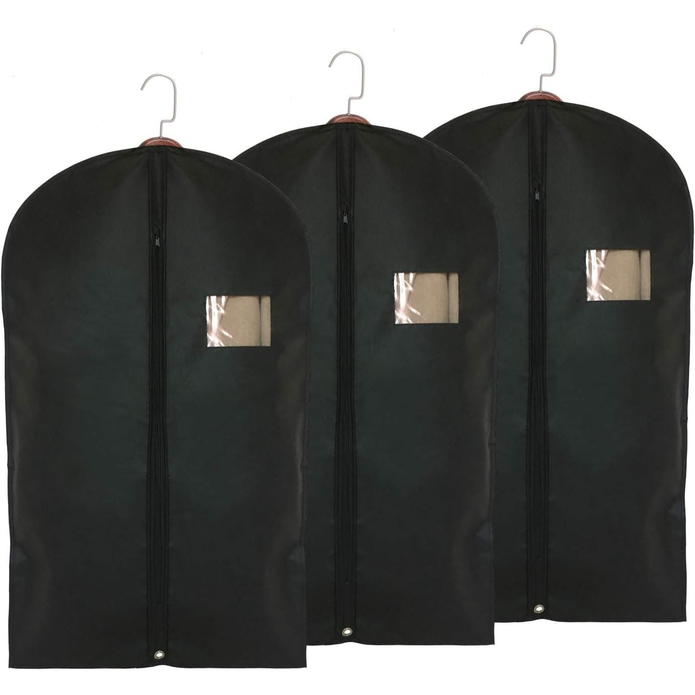Buy now Garment Storage Bags Suit Bag - Travel 39.4 Inch Coat Covers Protector with Clear Window and ID Card Holder for Dress, Jacket, Uniform - Black, Set of 3 at indiglob india