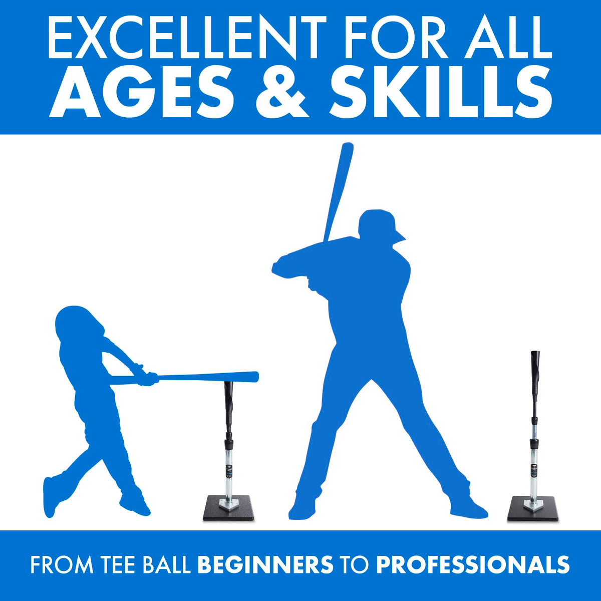 Tanner Tee The Original Batting Tee – Adjustable Pro Hitting Tee for Baseball & Softball, Steel Shaft, Composite Base, Hand-Rolled Rubber Top, 26"-43" Height