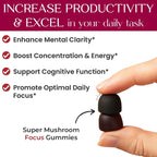 Auri Nutrition Super Mushroom Focus Gummies w/Lion's Mane, Alpha GPC & Rhodiola – Mushroom Supplement to Support Cognitive Function, Mental Clarity, Focus & Energy, 60 Gummies, Vegan Friendly, Non GMO
