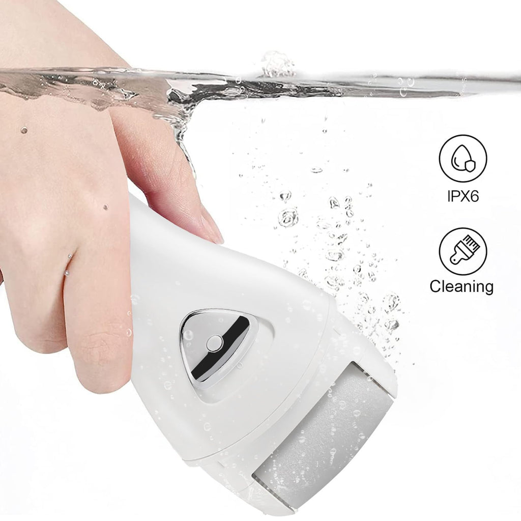 Electric Foot Callus Remover, Rechargeable Foot File for Dead Skin Care | Portable Electronic Pedicure Kit, Waterproof Hard Skin Scraper Tool with 3 Roller Heads for Cracked Heels & Home Spa