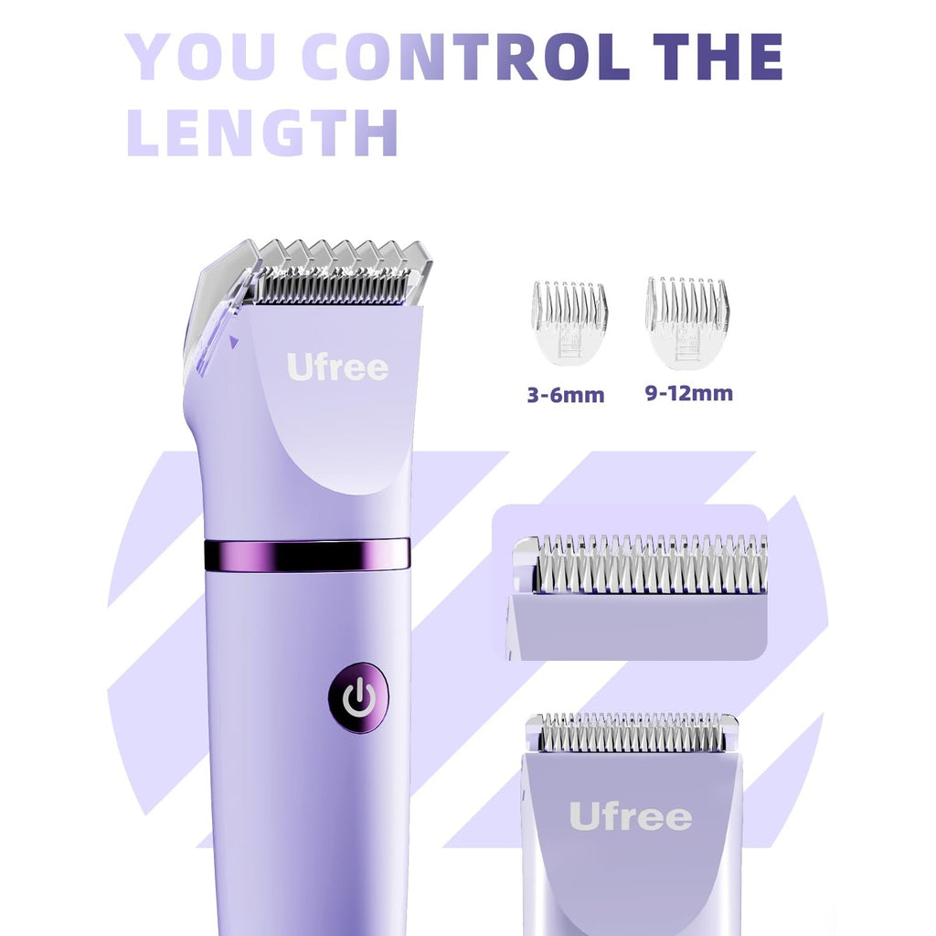 Ufree 3-in-1 Bikini Trimmer Electric Razors for Women, Gifts for Women | Ceramic Blade, IPX7 Waterproof, Lady Shaver, Travel Lock, for Face, Legs, Pubic Hair, Underarms, Body Hair Trimmer, Purple