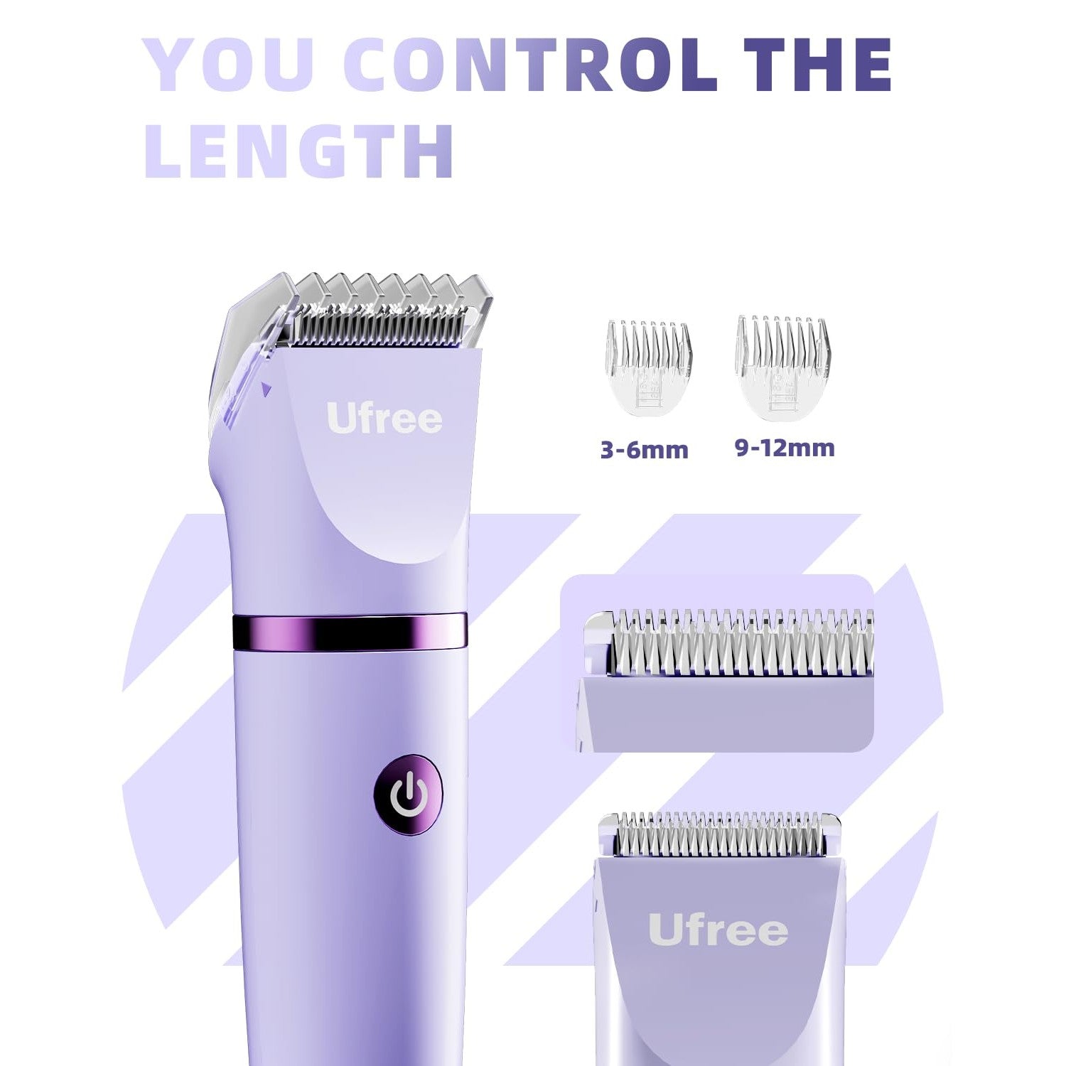 Ufree 3-in-1 Bikini Trimmer Electric Razors for Women, Gifts for Women | Ceramic Blade, IPX7 Waterproof, Lady Shaver, Travel Lock, for Face, Legs, Pubic Hair, Underarms, Body Hair Trimmer, Purple
