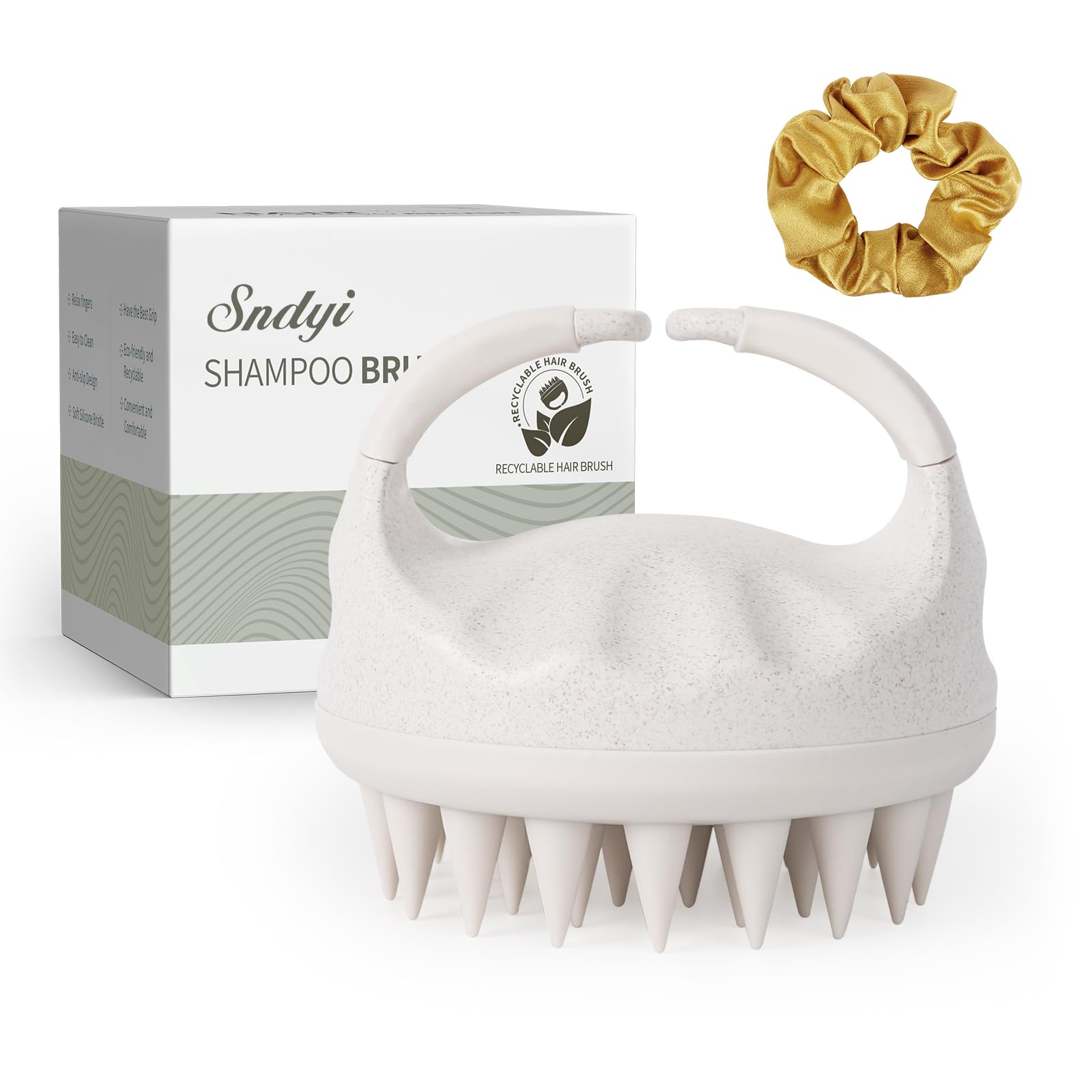 Buy now Sndyi Soft Silicone Scalp Massager for Dandruff Removal and Hair Growth - Wet Dry Scalp Exfoliator Brush for Scalp Care - Beige Beige at indiglob india