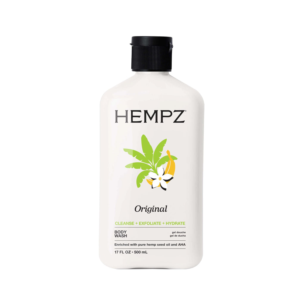 Hempz Triple Moisture Body Wash - Grapefruit & Peach - Hydrating for Sensitive Skin, Scented, Exfoliating with Shea Butter, Pure Hemp Seed Oil, and Algae for Sensitive Skin - 17 fl oz