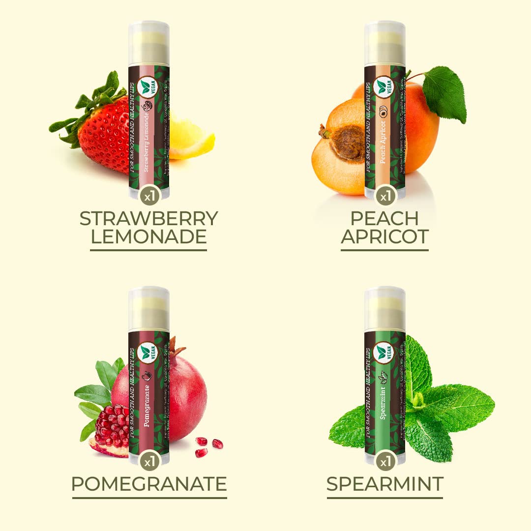 Buy now Earth's Daughter USDA Organic Lip Balm 6-Pack - Fruit Flavors, Beeswax, Coconut Oil, Vitamin E - Best Lip Repair Chapstick for Dry Cracked Lips - Moisturizing Lip Care Vegan Variety 4-Pack at indiglob india