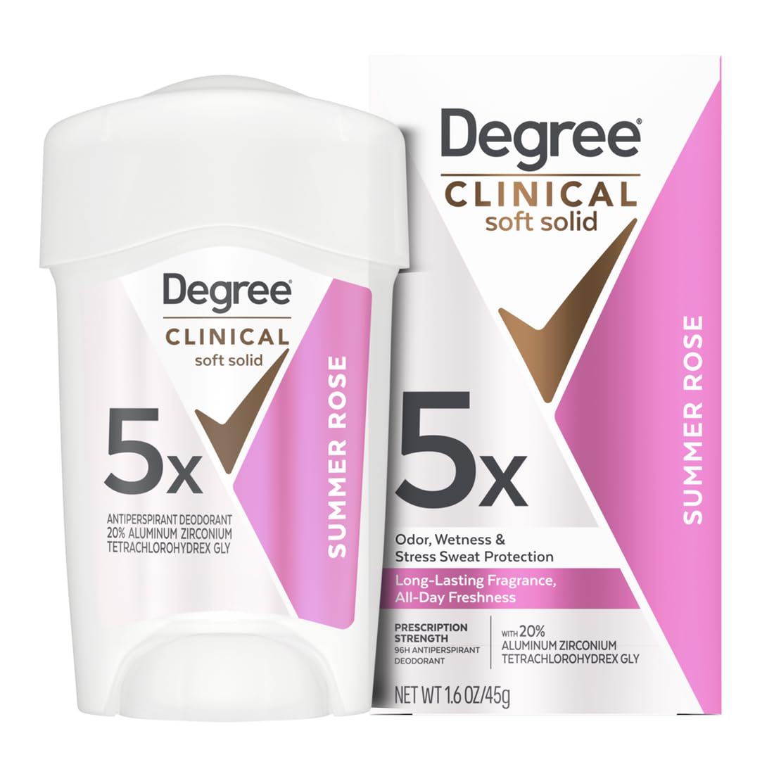 Degree Clinical Antiperspirant Deodorant Soft Solid, Shower Clean, 1.7 oz | For stress sweat, Helps keep you dry & confident, With 96H protection, soft solid
