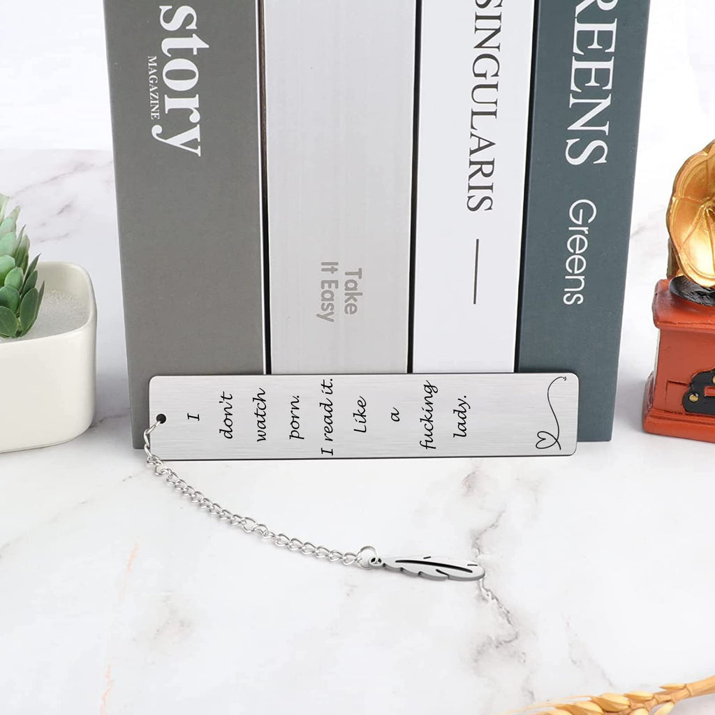 Metal Bookmark Gift, Engraved Stainless Steel Leaf Pendant Book Mark