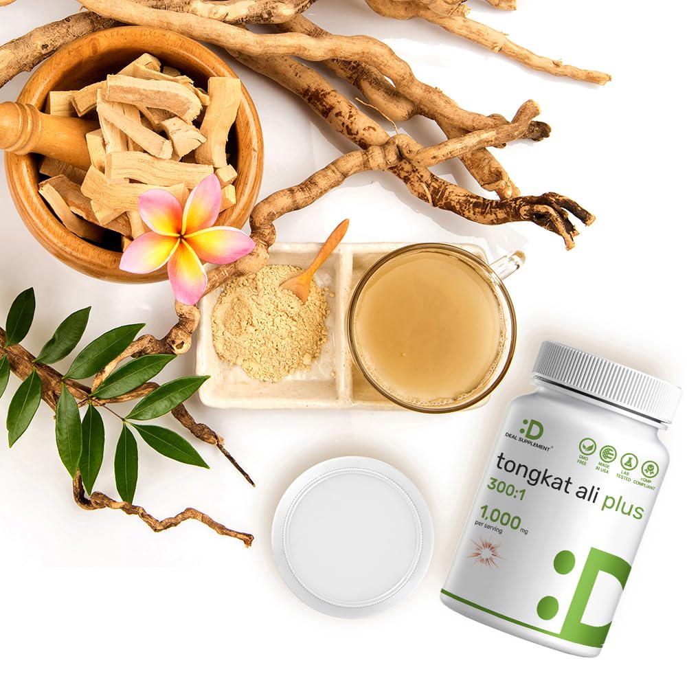 Tongkat Ali Extract 300:1 with Horny Goat Weed 1,100mg – Indonesian Longjack Eurycoma Longifolia Root – Extra Strength Herbal Supplement for Energy
