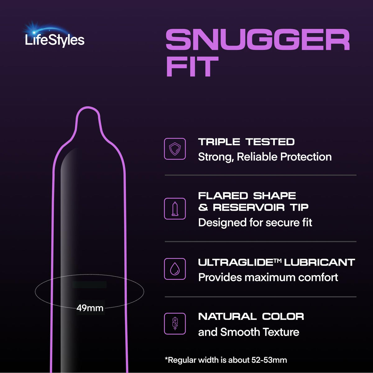 Lifestyles Snugger Fit Natural Rubber and Lubricated Latex Condoms Value Pack, 25 Count, 1 Pack, Triple Tested for Best Protection, Made with UltraGlide Silicone Lube