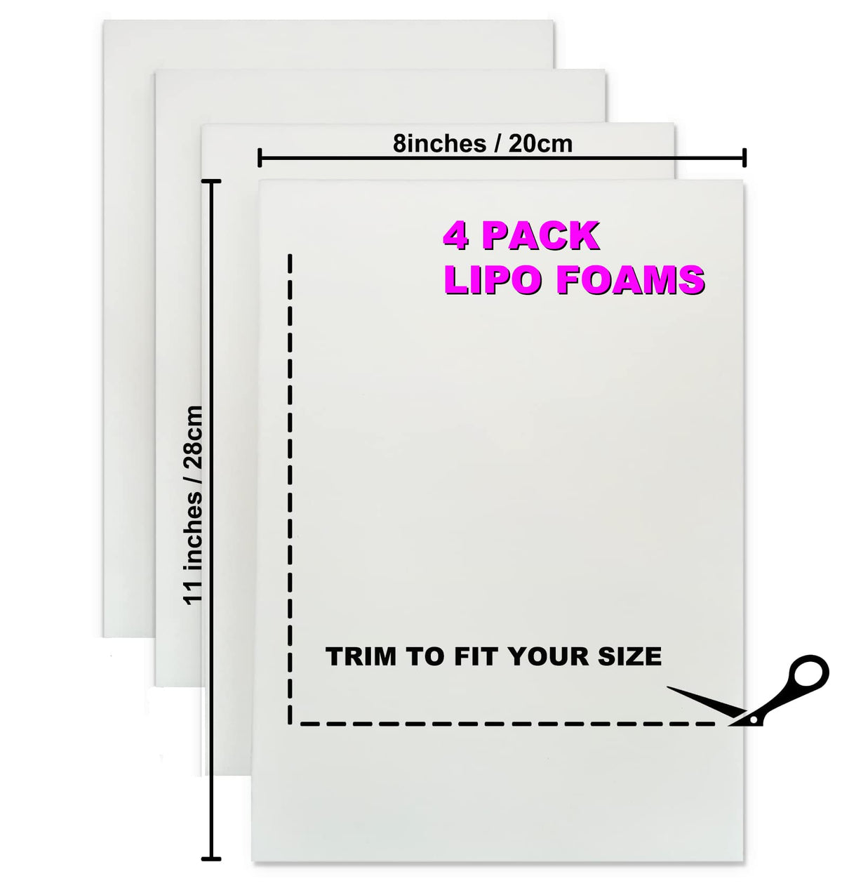 4 Pack Lipo Foam Pads Post Surgery 8"X11" Ab Board Foam