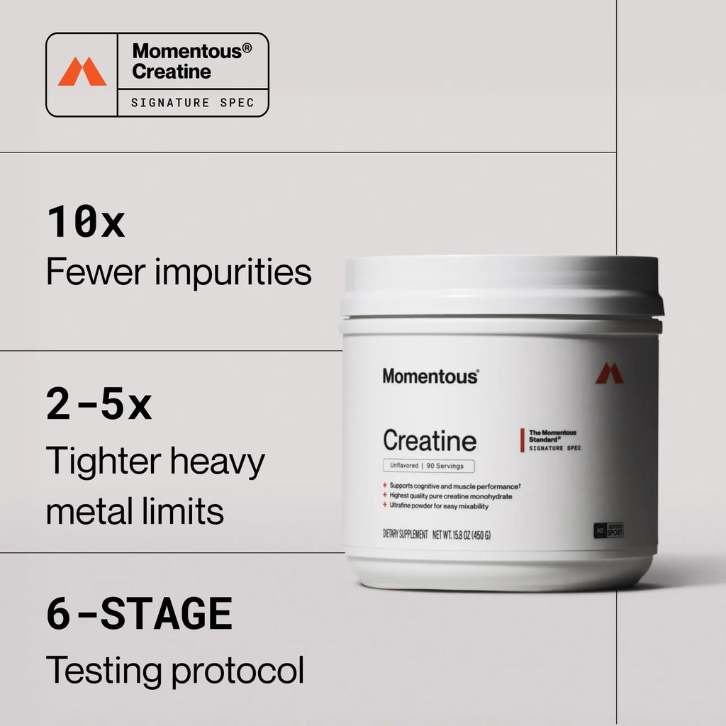 Momentous Creatine Monohydrate Powder, 5g per Serving, Unflavored | Supports Lean Muscle, Strength, Recovery, & Cognitive Function, NSF Certified for Sport, Non-GMO & Gluten-Free (90 Servings)