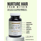 Inner Glow Advanced Hair, Skin & Nails Vitamins – Doctor-Developed Hair Supplement with Biotin, Collagen Peptides, Vitamin D & B12 – Clinically Tested 12-Week Results, Made in USA, Non-GMO