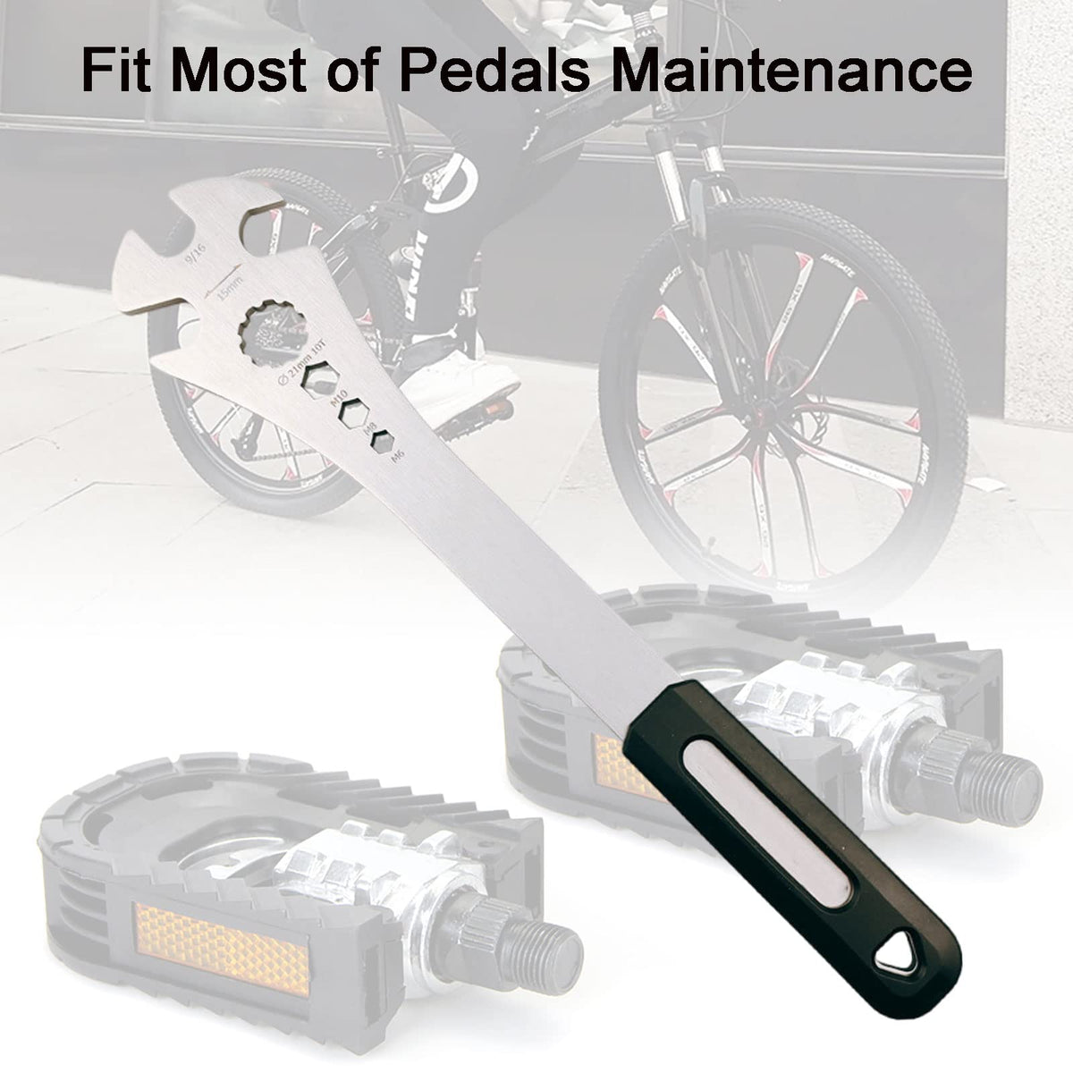 Bike Pedal Wrench, Bicycle Pedal Removal Tool with Extra Long Handle for Efficient Repair of Road and Mountain Bikes