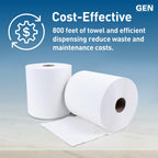GEN Hardwound Roll Towels - White, 8-Inch x 800 ft, 6 Rolls/Carton