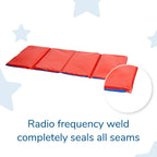 Children's Factory Angels 2 Inch Thick Toddler Nap Mat, Red and Blue, 4 Section Waterproof, for Preschools and Daycares
