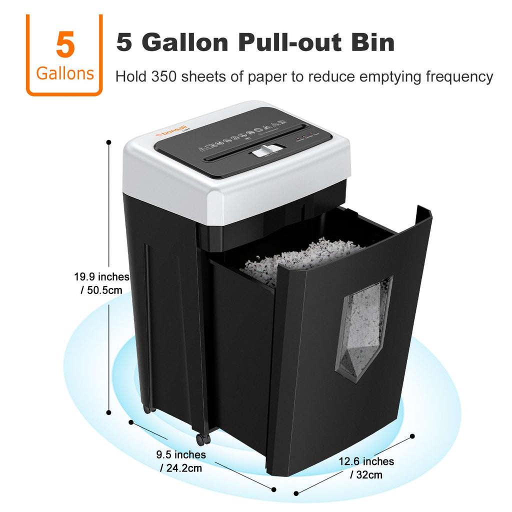 Bonsaii 15-Sheet Cross-Cut 40-Min Heavy Duty Paper Shredder for Home Office