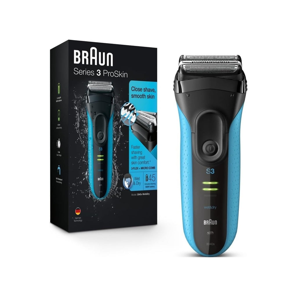 Braun Electric Series 3 Razor with Precision Trimmer, Rechargeable, Wet & Dry Foil Shaver for Men, Blue/Black, 4 Piece | Precision Trimmer, Rechargeable, Wet & Dry, Foil Shaver, 4 Piece