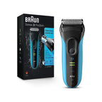 Braun Electric Series 3 Razor with Precision Trimmer, Rechargeable, Wet & Dry Foil Shaver for Men, Blue/Black, 4 Piece | Precision Trimmer, Rechargeable, Wet & Dry, Foil Shaver, 4 Piece