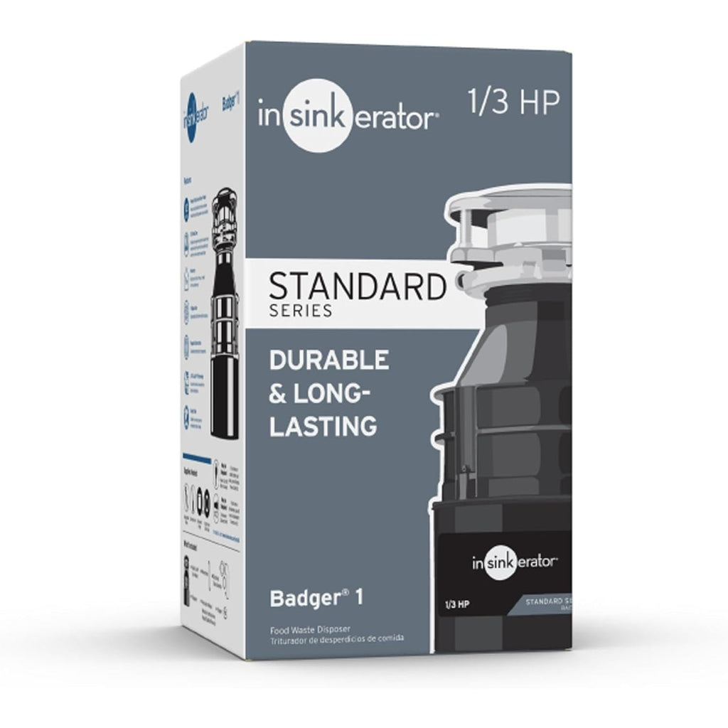Buy now InSinkErator Garbage Disposal, Badger 1, Standard Series, 1/3 HP Continuous Feed, Black, Waterborne Grey Enamel at indiglob india