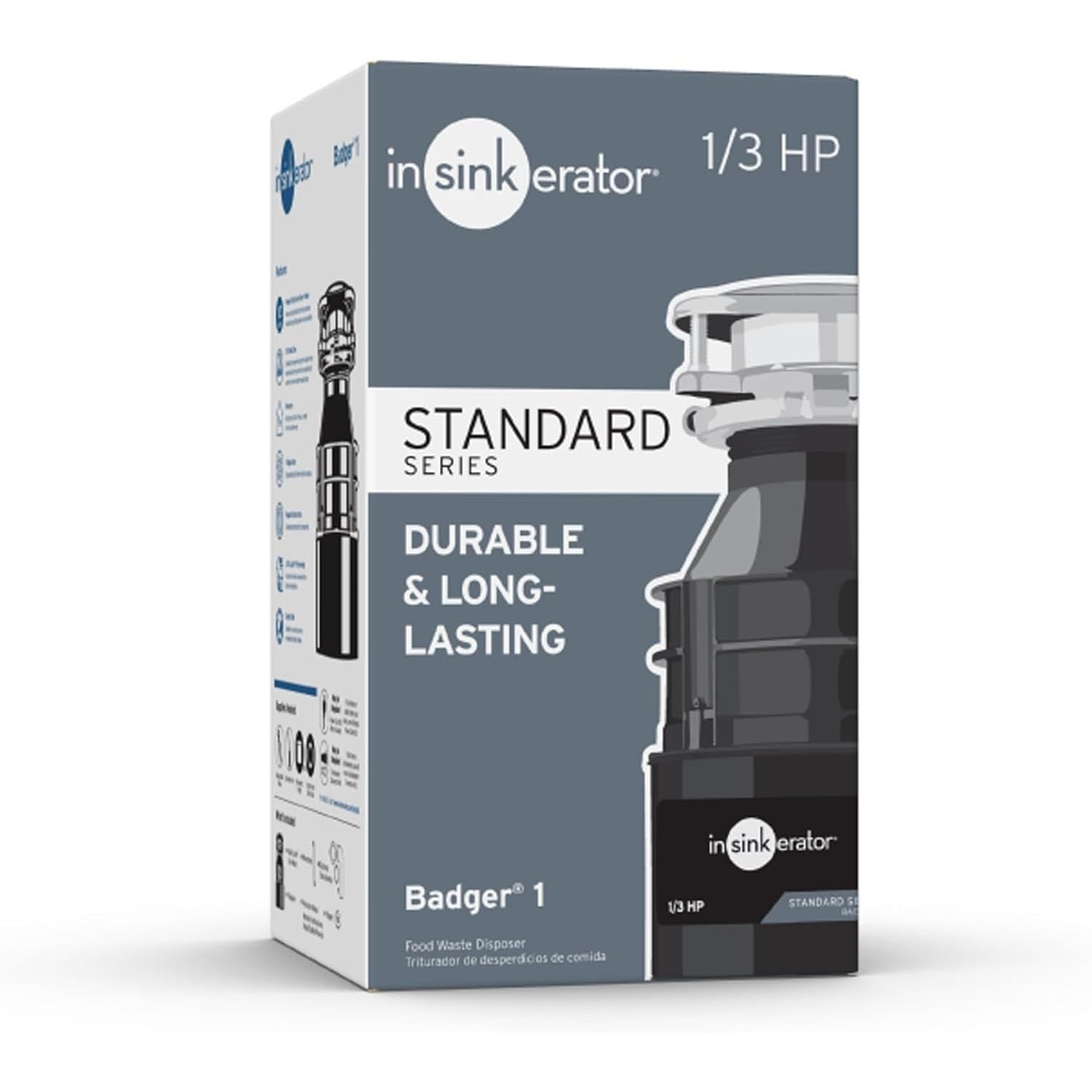 Buy now InSinkErator Garbage Disposal, Badger 1, Standard Series, 1/3 HP Continuous Feed, Black, Waterborne Grey Enamel at indiglob india