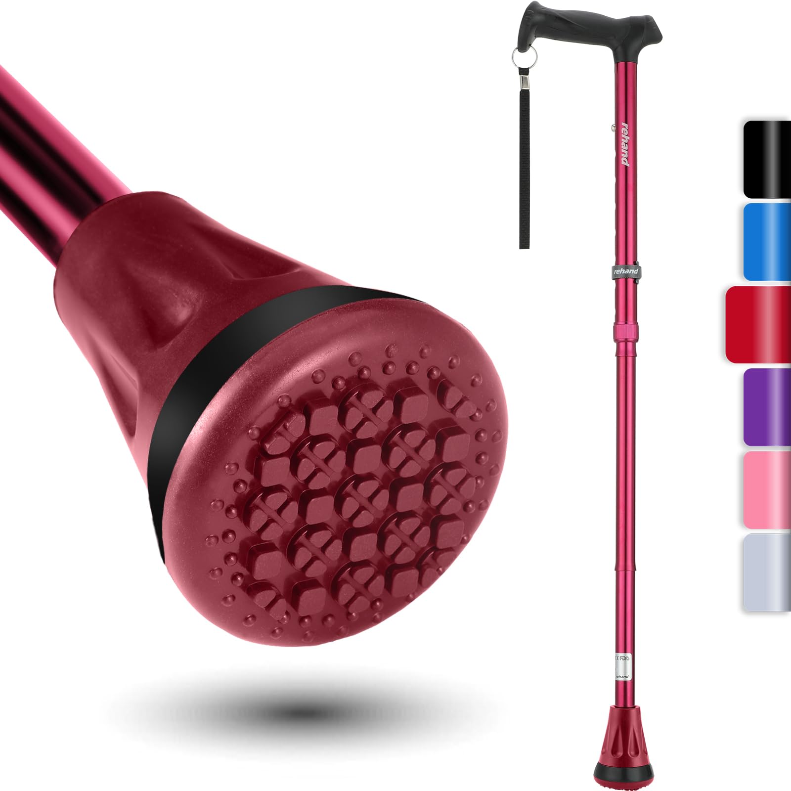 Buy now REHAND Walking Cane - Foldable, Adjustable, Collapsible Walking Canes for Men & Women, Heavy Duty All Terrain Tip, with Travel Bag | Walking Sticks for Seniors & Adults at indiglob india